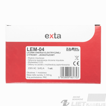 Skaitiklis elektros 5-45A UKSP880577 LEM-04 1fazė, ZAMEL 2 Skaitiklis elektros 5-45A UKSP880577 LEM-04 1fazė, ZAMEL 2