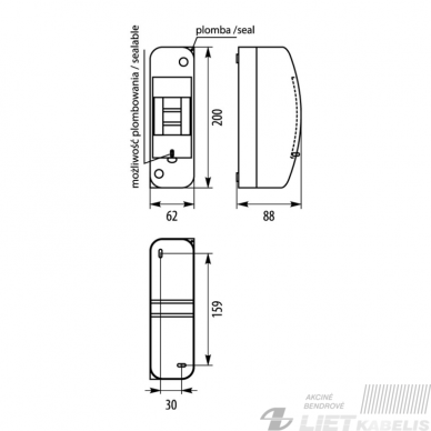 Skydelis RNT 2 modulių (N+PE) Elektro-plast 2 Skydelis RNT 2 modulių (N+PE) Elektro-plast 2