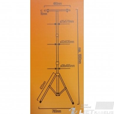 Stovas trims prožektoriams 1,6m, SMARTLED 2 Stovas trims prožektoriams 1,6m, SMARTLED 2