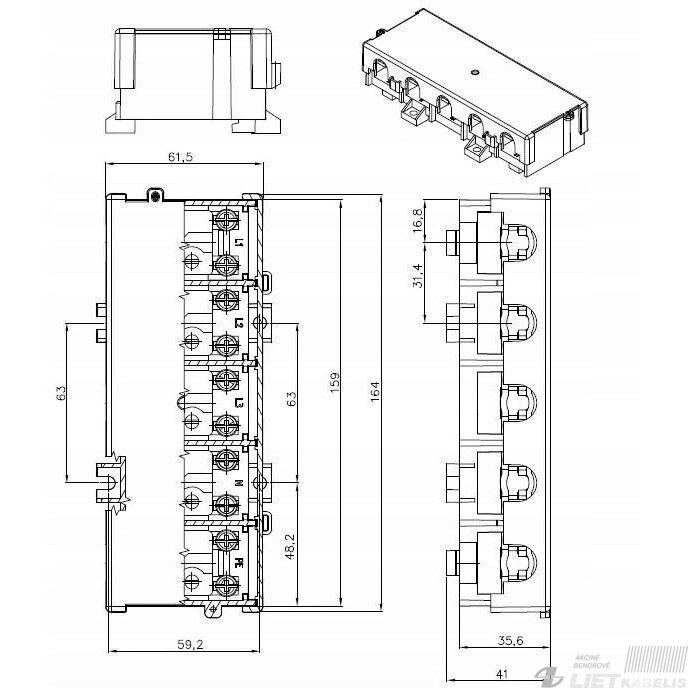 Sujungimo kaladėlė LZG 5x25/16mm2 su dangteliu, Pawbol 1