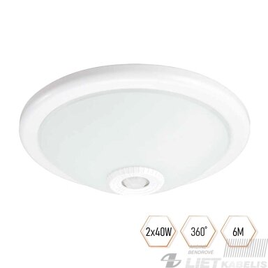 Šviestuvas su infraraudonųjų spindulių judesio davikliu 2x40W, E27, IP20, 360º, SPECTOR Light Šviestuvas su infraraudonųjų spindulių judesio davikliu 2x40W, E27, IP20, 360º, SPECTOR Light