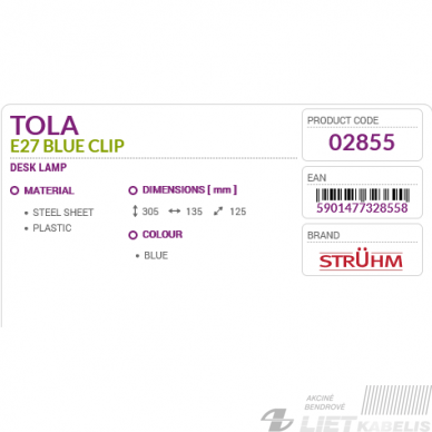 Šviestuvas TOLA CLIP 40W, E27,IP20, tvirtinamas, Struhm 4