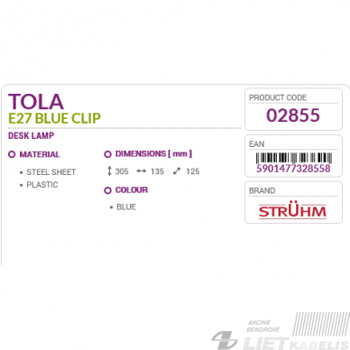 Šviestuvas TOLA CLIP 40W, E27,IP20, tvirtinamas, Struhm 5