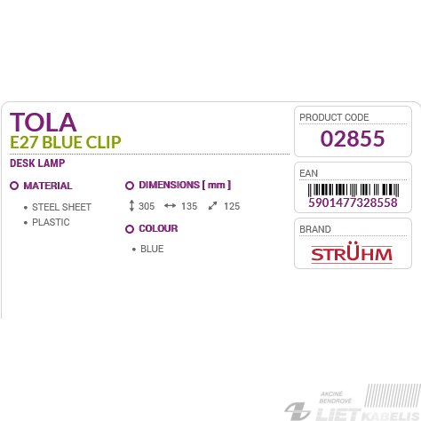 Šviestuvas TOLA CLIP 40W, E27,IP20, tvirtinamas, Struhm 4