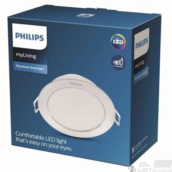 LED šviestuvas 5,5W įleidžiamas, apvalus, 4000K, 550lm IP20, PHILIPS