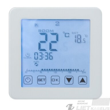 Termostatas HT-125 sensorinis-programuojamas su davikliu baltas, HEBER