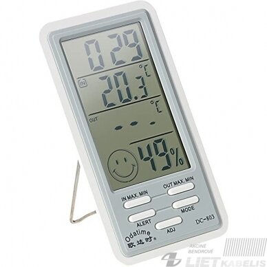 Termometras-higrometras Digital DC-803 (vidaus/lauko) 1 Termometras-higrometras Digital DC-803 (vidaus/lauko) 1
