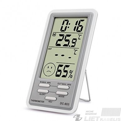 Termometras-higrometras Digital DC-803 (vidaus/lauko) 2 Termometras-higrometras Digital DC-803 (vidaus/lauko) 2