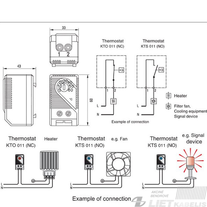 Termostatas šildymo KTO 0-60°C 1NC, raudonas, Plastim 1 Termostatas šildymo KTO 0-60°C 1NC, raudonas, Plastim 1