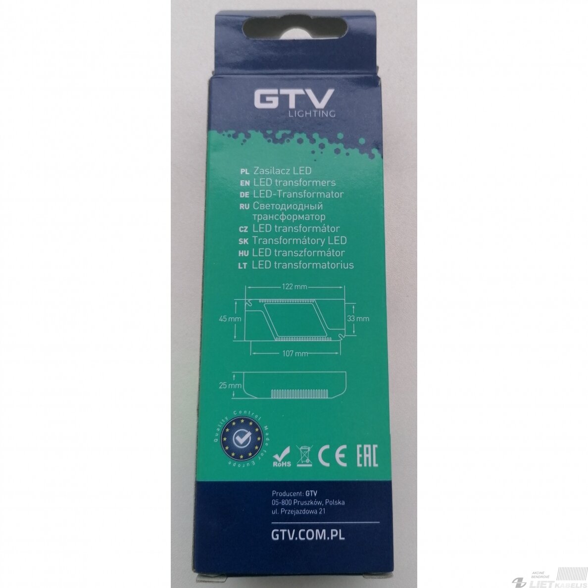 Transformatorius LD-ZAS 12W 12V DC GTV 1