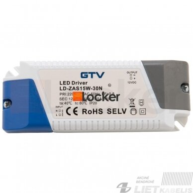 Transformatorius LD-ZAS 15W 12V DC GTV Transformatorius LD-ZAS 15W 12V DC GTV