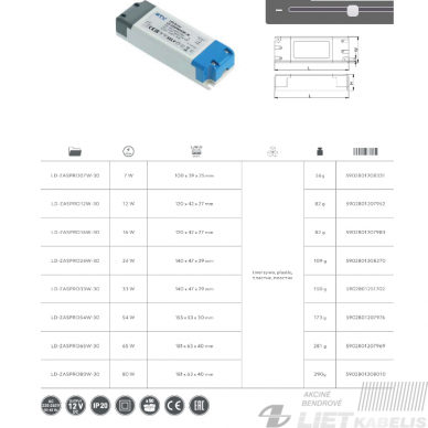 Transformatorius LD-ZAS 54W 12V DC IP20 GTV 1 Transformatorius LD-ZAS 54W 12V DC IP20 GTV 1