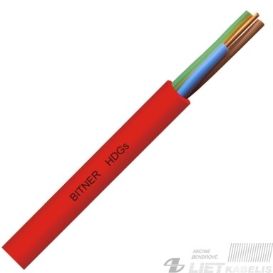 Ugniai atsparus kabelis HDGS 3x1.5mm² (PH-90 nedegus raudonas) Elpar