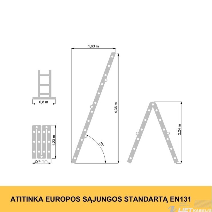 Universalios kopėčios Forte Tools 4413, 526 cm 2 Universalios kopėčios Forte Tools 4413, 526 cm 2