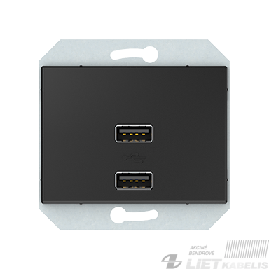 USB lizdas kroviklis 2vietų , 3,4A, potinkinis be rėmelio, antracitas, XP500, Vilma