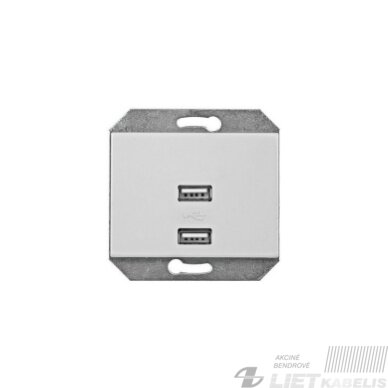 USB lizdas krovikliui, 2 vietų, 5V DC 2,1 potinkinis, be rėmelio, baltas, XP500, Vilma USB lizdas krovikliui, 2 vietų, 5V DC 2,1 potinkinis, be rėmelio, baltas, XP500, Vilma