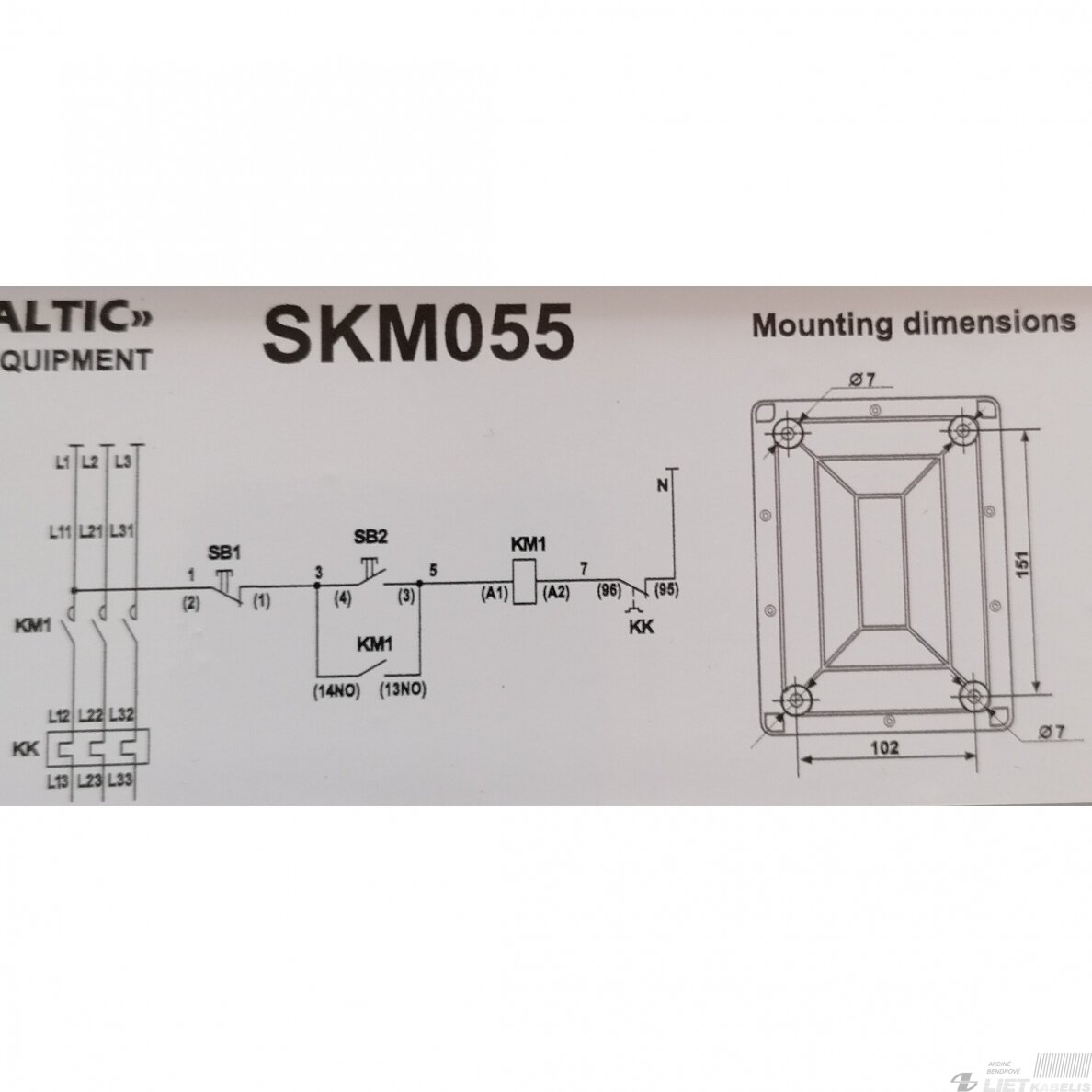 Variklio paleidimo blokas SKM055 5.5kW PF 2 Variklio paleidimo blokas SKM055 5.5kW PF 2