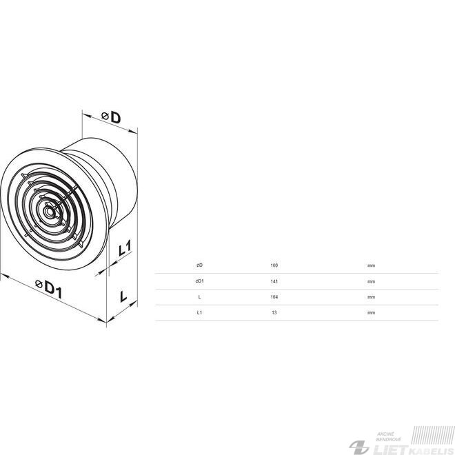 Ventiliatorius ištraukiamas 100PFL, 14W, ø100mm, su guoliaias, HAUSHALT 1 Ventiliatorius ištraukiamas 100PFL, 14W, ø100mm, su guoliaias, HAUSHALT 1