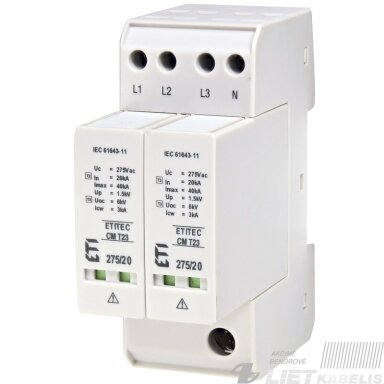Viršįtampių ribotuvas CM T23 4P 20kA (C+D)2+3) 1,5kV, ETI