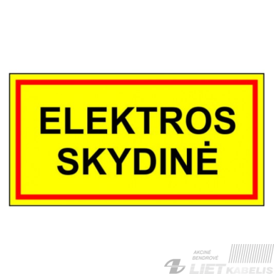 Ženklas "Elektros skydinė" (180x100 mm) Ženklas "Elektros skydinė" (180x100 mm)