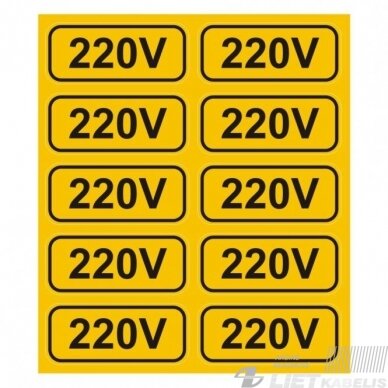 Ženklas -220V (40x14)mm Ženklas -220V (40x14)mm