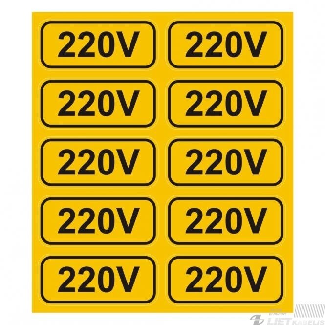 Ženklas -220V (40x14)mm Ženklas -220V (40x14)mm