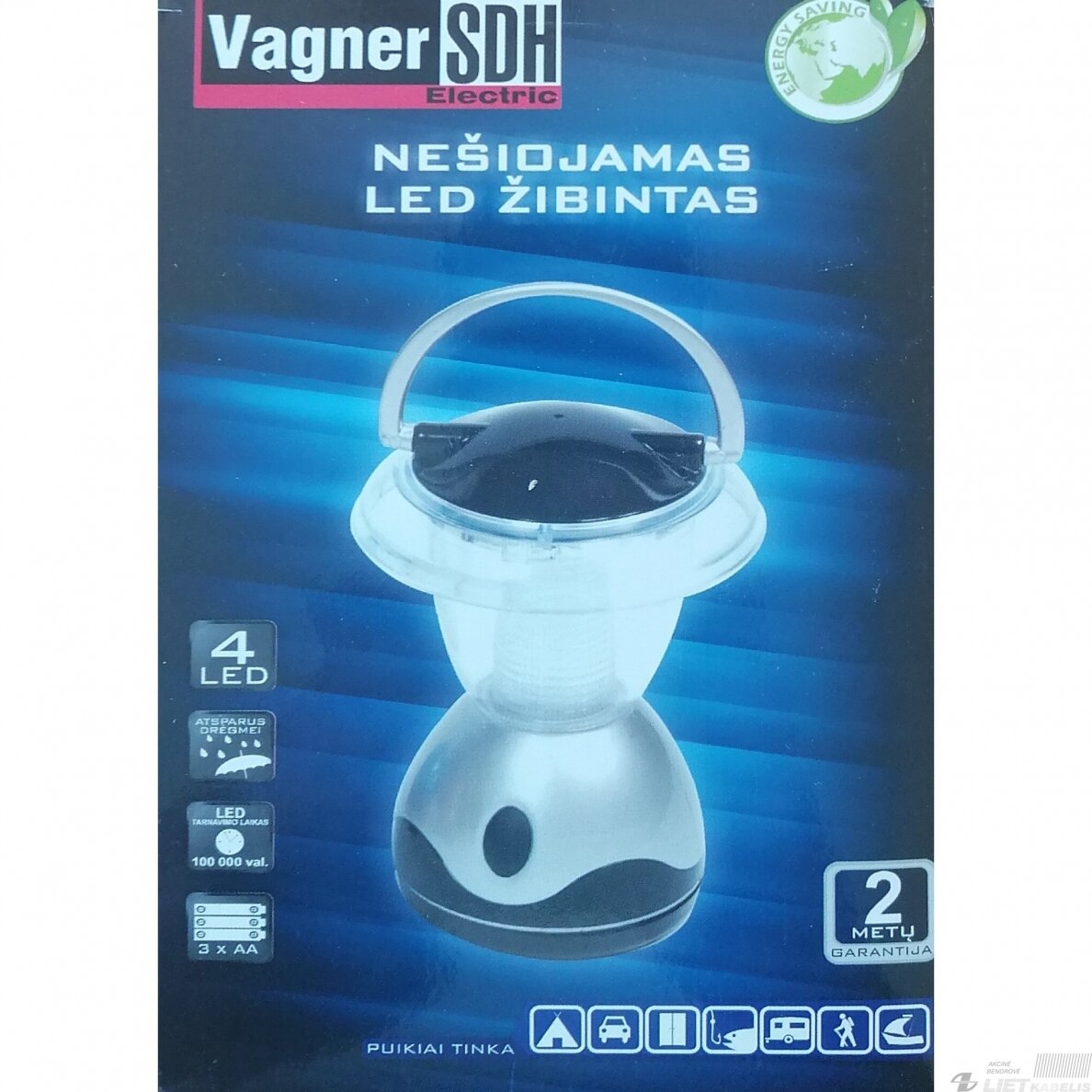 LED žibintas nešiojamas GLC-026 4LED 3xAA, Vagner