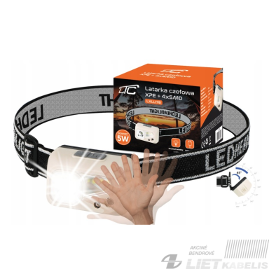 LED žibintuvėlis ant galvos 5W, 500lm, XPE+4xSMD,  IP54, LTC