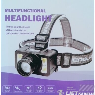 Žibintuvėlis ant galvos LED P50 kraunamas, XQ15/P50, Highmax