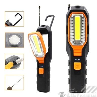 Žibintuvėlis LED YD-6302A su magnetu įkraunamas