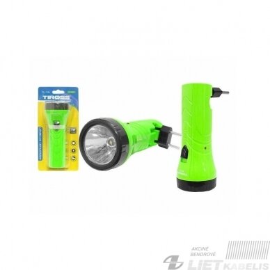 Žibintuvėlis 1LED 1W rankinis, pakraunamas, TS1124 TIROSS Žibintuvėlis 1LED 1W rankinis, pakraunamas, TS1124 TIROSS