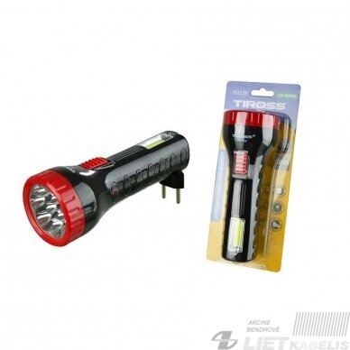 Žibintuvėlis LED 7+COB TS1139 įkraunamas, rankinis, TIROSS Žibintuvėlis LED 7+COB TS1139 įkraunamas, rankinis, TIROSS
